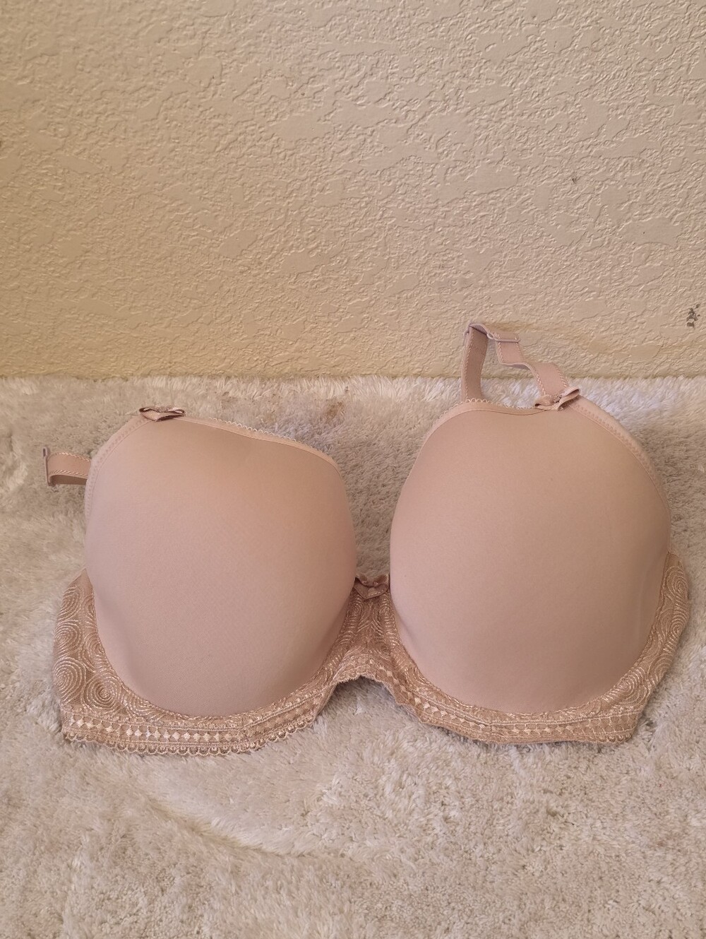 Panache Everyday Smooth Nude T-Shirt Bra with Lace Band Size USA 34